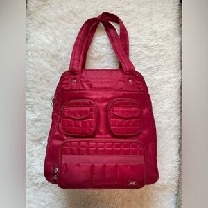 Lug puddle jumper carry all travel overnight bag diaper bag red tote bag